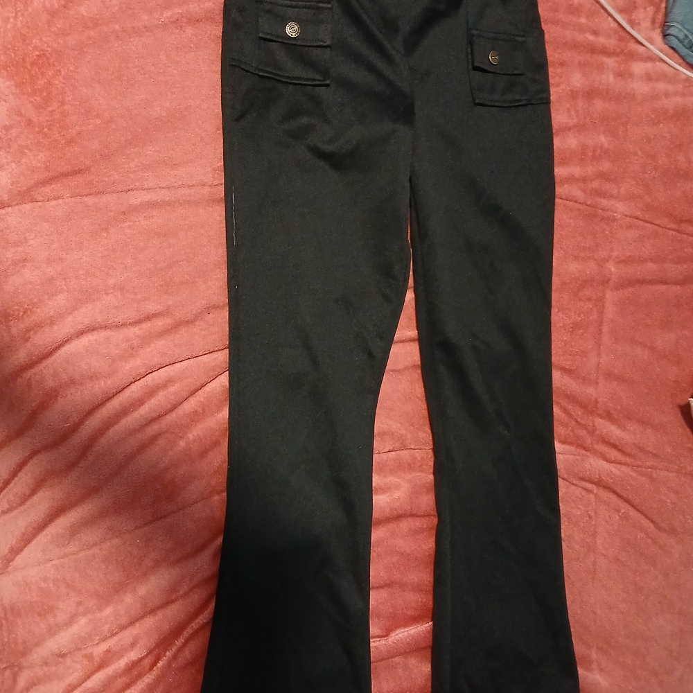 Joey B Womens Black Flared Pants with Front Pocket Detail